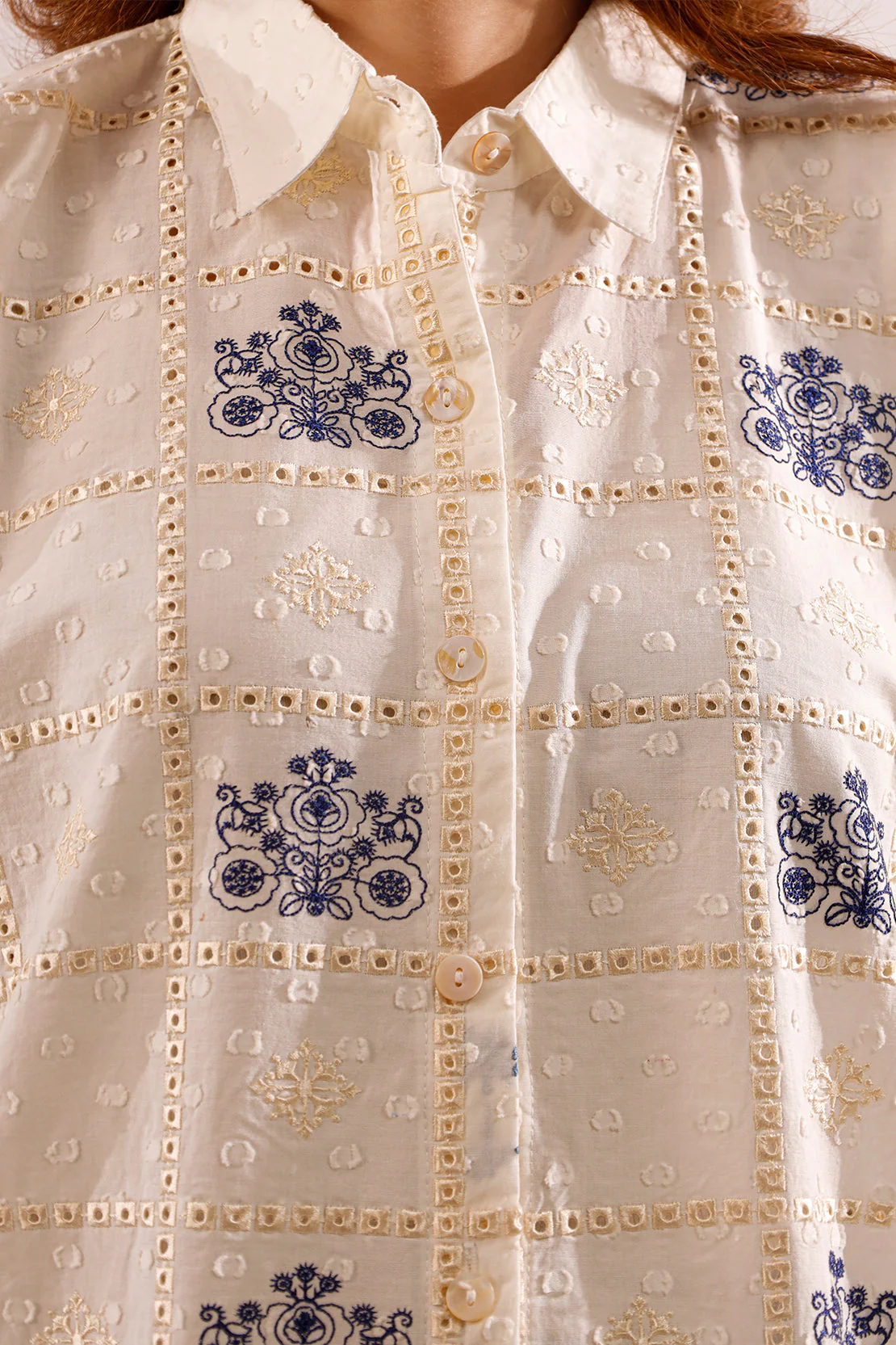 Solid Embroidered Reverse Jacquard Stitched Shirt - Image 4