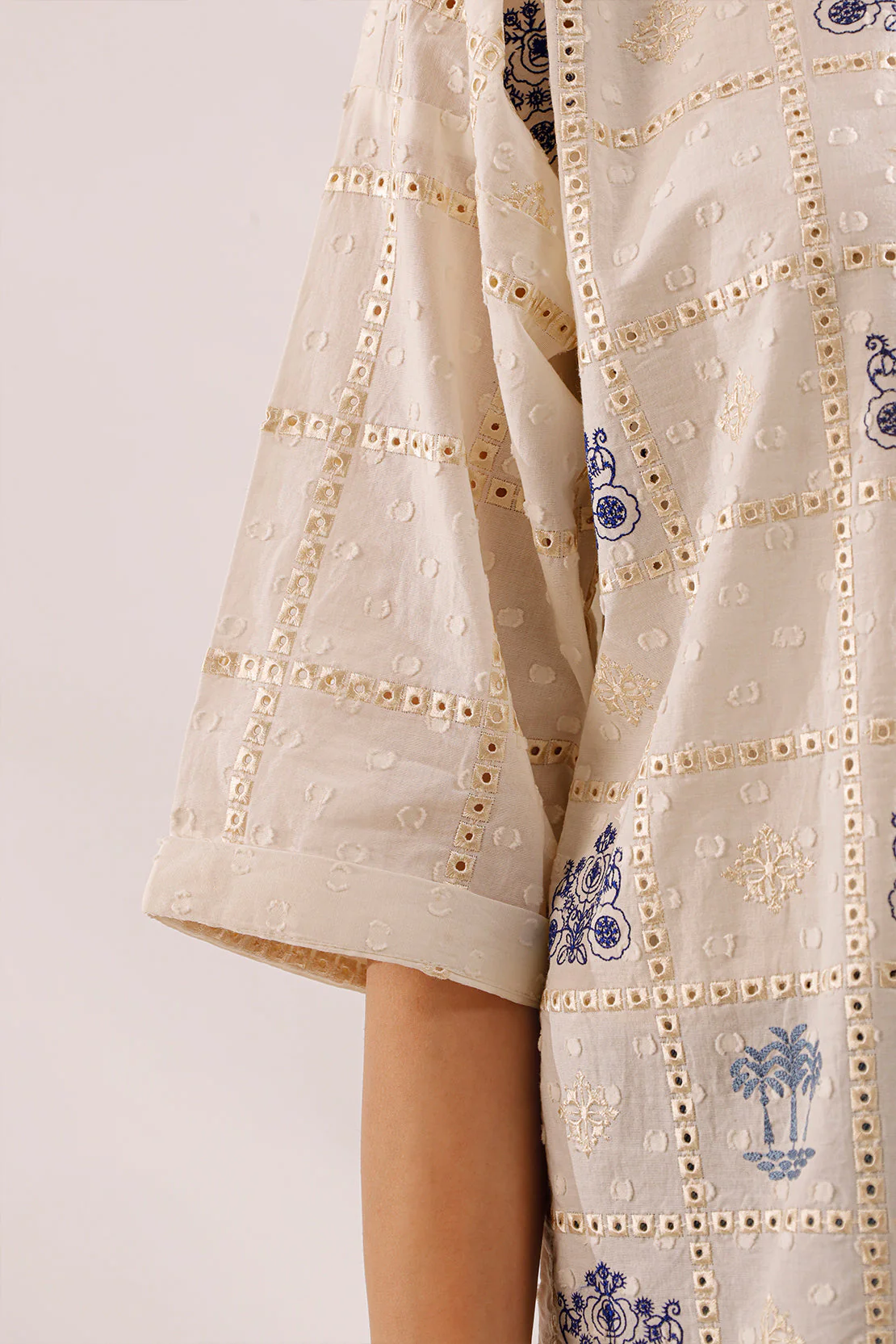 Solid Embroidered Reverse Jacquard Stitched Shirt - Image 5