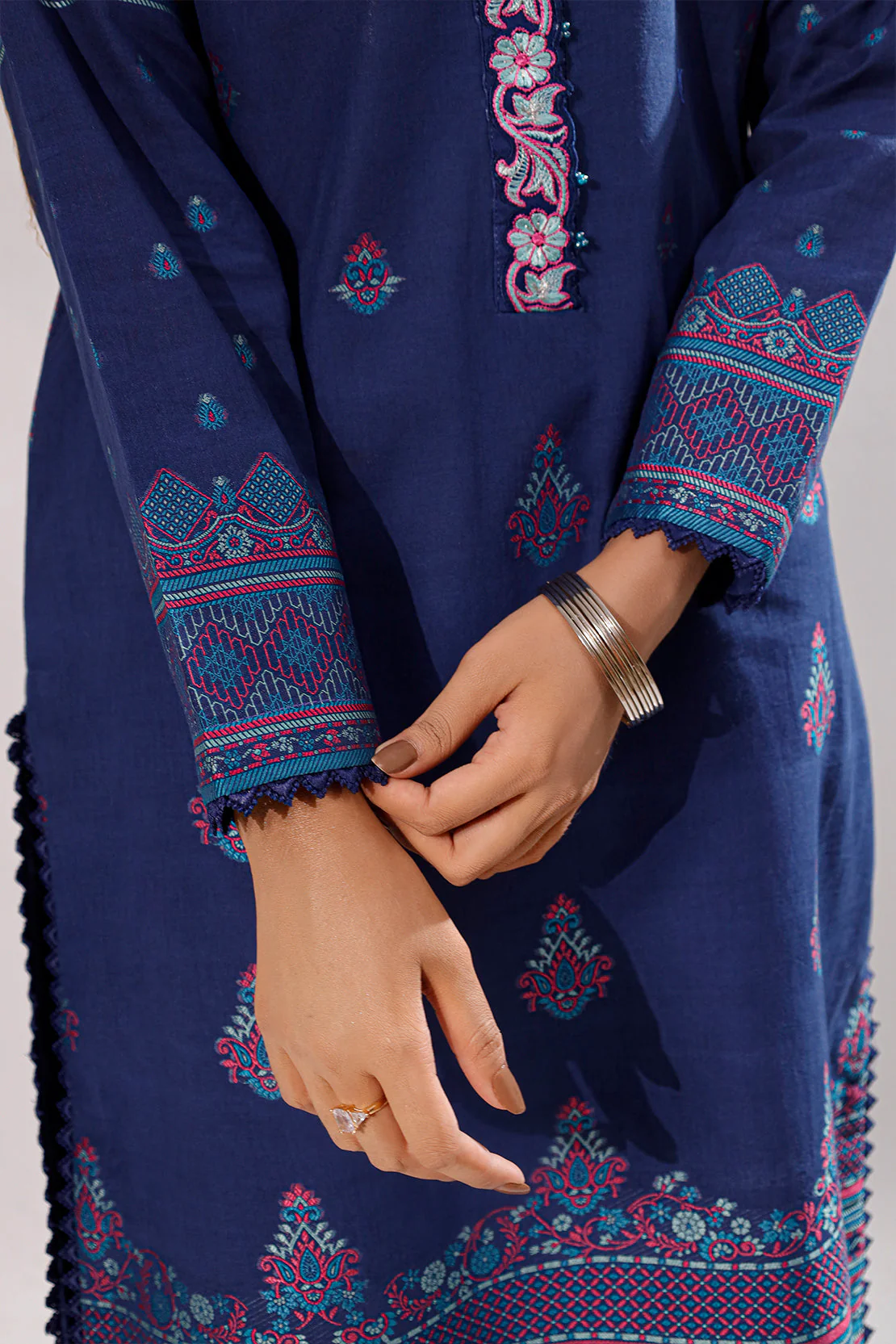 Unstitched Embroidered Cotton Jacquard 2 Piece (Shirt/Trouser) - Image 3